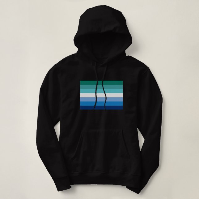 Pull À Capuche Drapeau de fierté gay masculin (Azur) (Design devant)