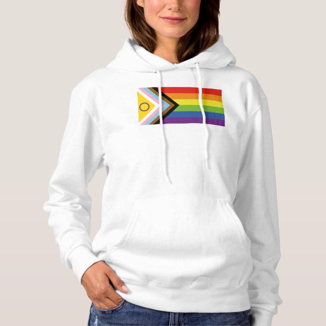 Pull À Capuche Drapeau de fierté intersexe de SlipperyJoe's fond  (Devant)