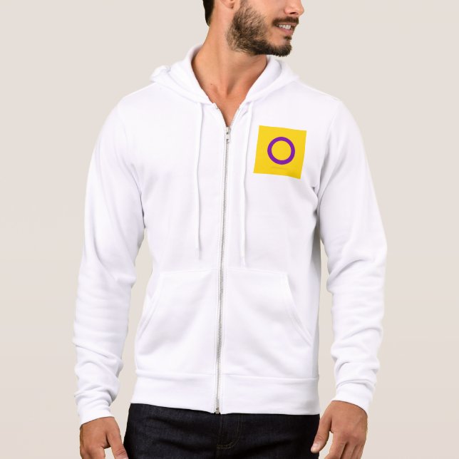 Pull À Capuche Drapeau de fierté intersexe de SlipperyJoe's fond  (Devant)