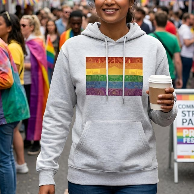 Pull À Capuche Drapeau de la fierté Art déco | Arc-en-ciel I Vint (Lifestyle Shot)