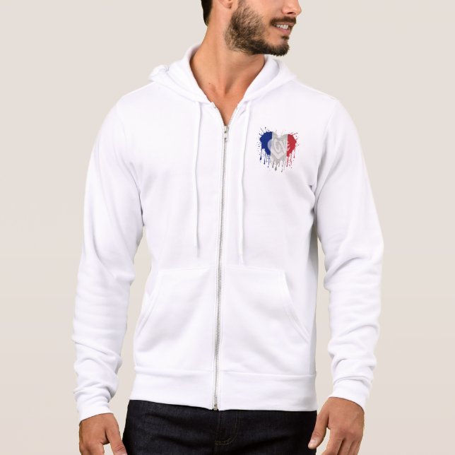 Pull À Capuche Drapeau de la France amour (Devant)