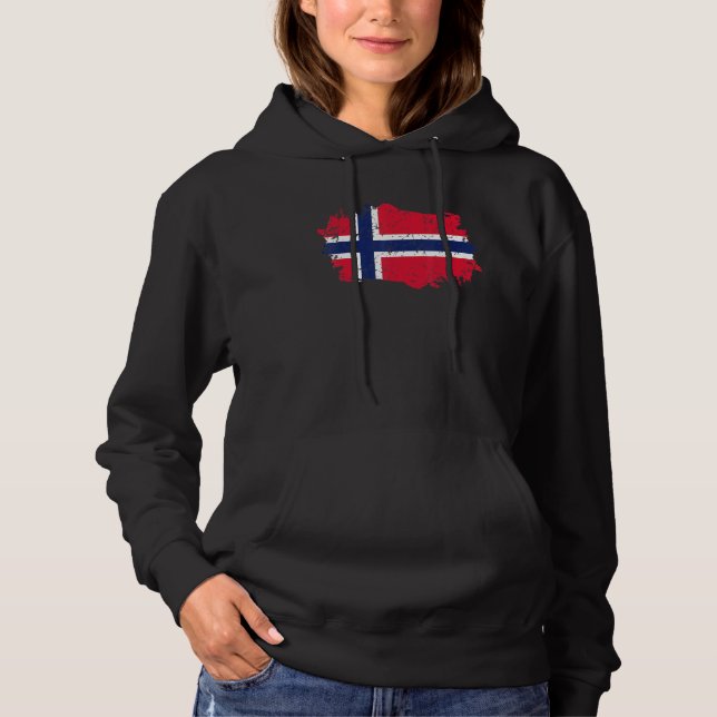 Pull À Capuche Drapeau de la Norvège Drapeau du pays grunge Norvè (Devant)