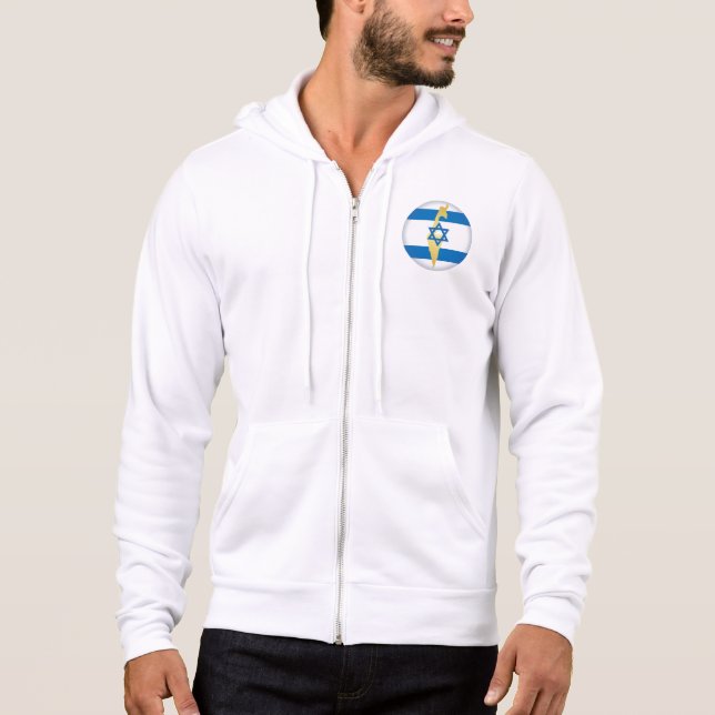 Pull À Capuche Drapeau d'Israël et carte avec emblème de l'étoile (Devant)