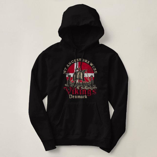 Pull À Capuche Drapeau du navire viking danois (Design devant)