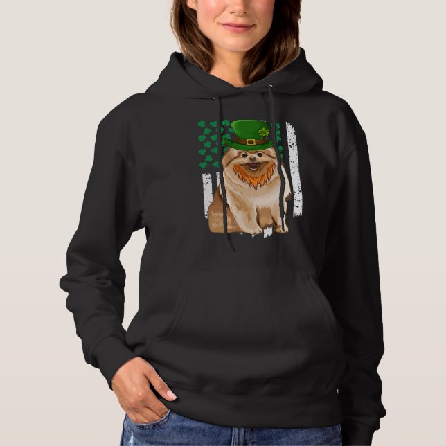 Pull À Capuche Drapeau irlandais Jour de la Saint Patrick Poméran (Devant)
