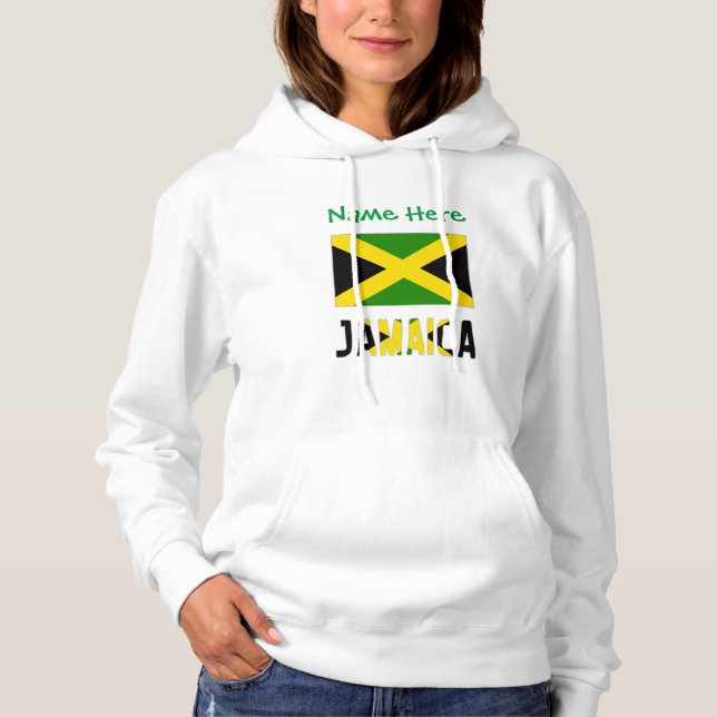 Pull À Capuche Drapeau jamaïcain vert personnalisation Jamaïque  (Devant)