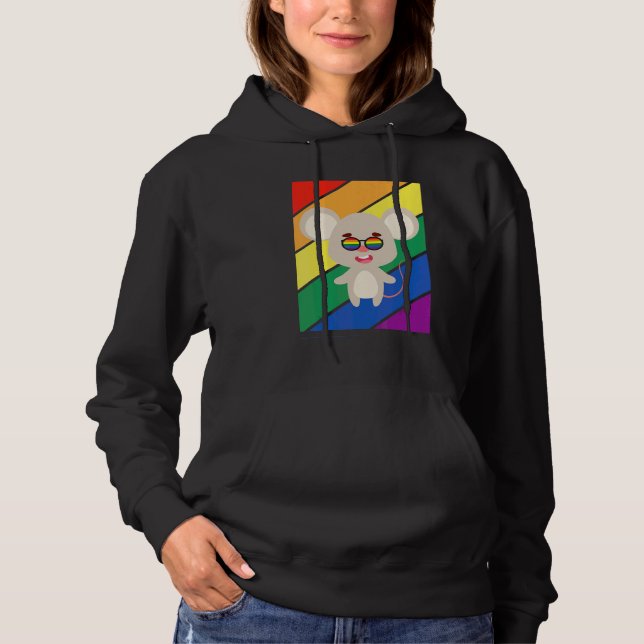 Pull À Capuche Drapeau Lgbtq Mois Fierté Gay Souris Arc-en-ciel L (Devant)