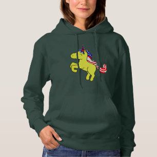 Pull À Capuche Drapeau Mane caricature Unicorn Yellow Patriotic U