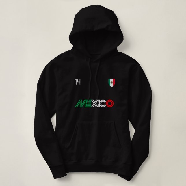 Pull À Capuche Drapeau mexicain de football rétro Viva Mexico (Design devant)