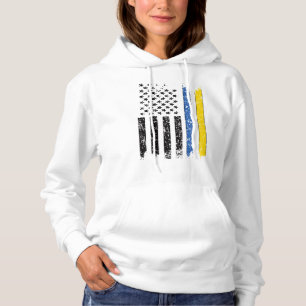 Pull À Capuche Drapeau moitié ukrainien moitié américain Ukrai