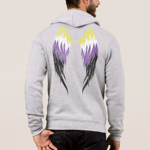 Pull À Capuche Drapeau non binaire - Halo - Ailes