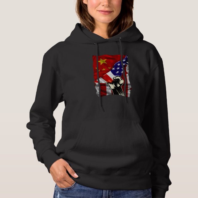 Pull À Capuche Drapeau semi-américain ROOTS chinois USA Drapeau C (Devant)
