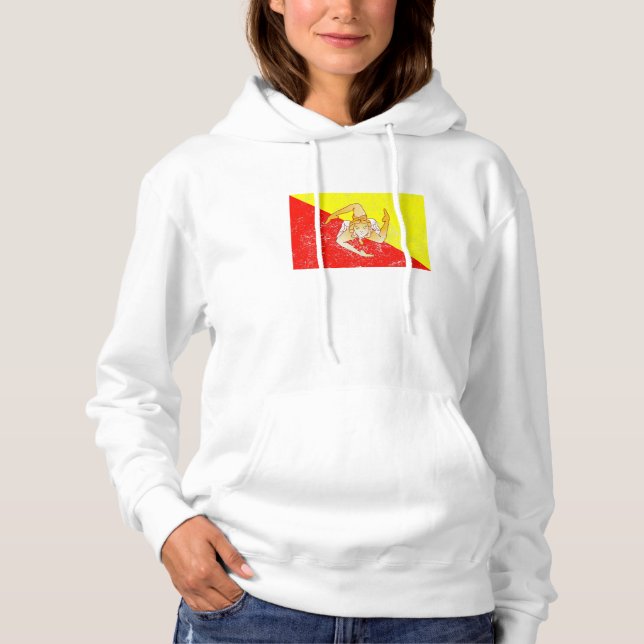 Pull À Capuche Drapeau Sicile en détresse (Devant)