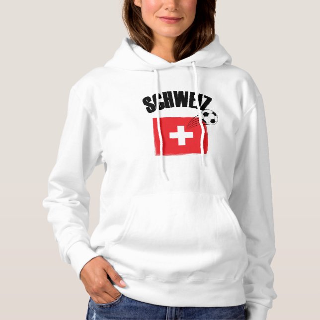 Pull À Capuche Drapeau suisse de soccer Schweiz Fussball (Devant)
