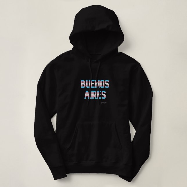 Pull À Capuche Drapeau transgenre de la Fierté de Buenos Aires (Design devant)