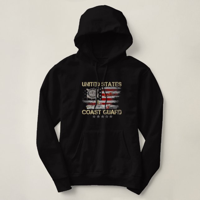 Pull À Capuche Drapeau Vétérinaire De La Garde Côtière Américaine (Design devant)
