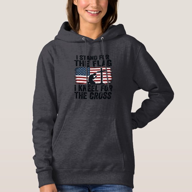 Pull À Capuche Dress pour le drapeau agenouillez pour la croix co (Devant)