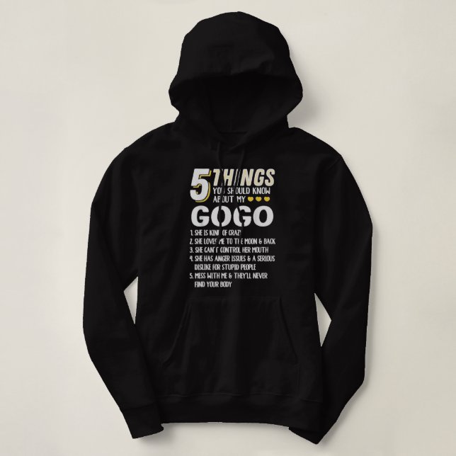 Pull À Capuche Drôle 5 choses Grand-mère Gogo Idée cadeau (Design devant)