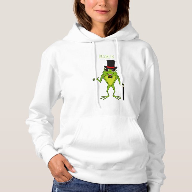 Pull À Capuche Drôle grenouille avec chapeau dessus dessin animé (Devant)