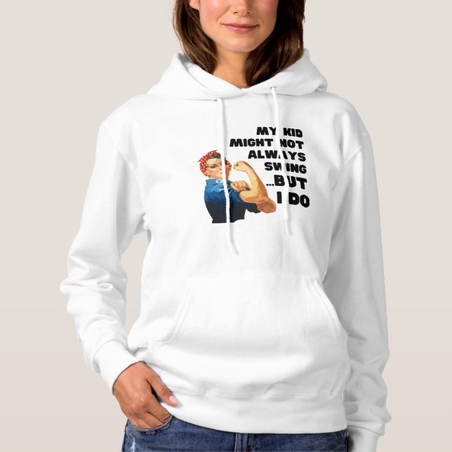 Pull À Capuche Drôle maman de baseball MON ENFANT PEUT-ÊTRE PAS T (Devant)
