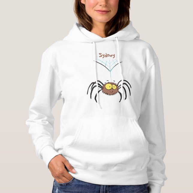Pull À Capuche Drôle mignon dessin animé d'araignée moelleuse (Devant)