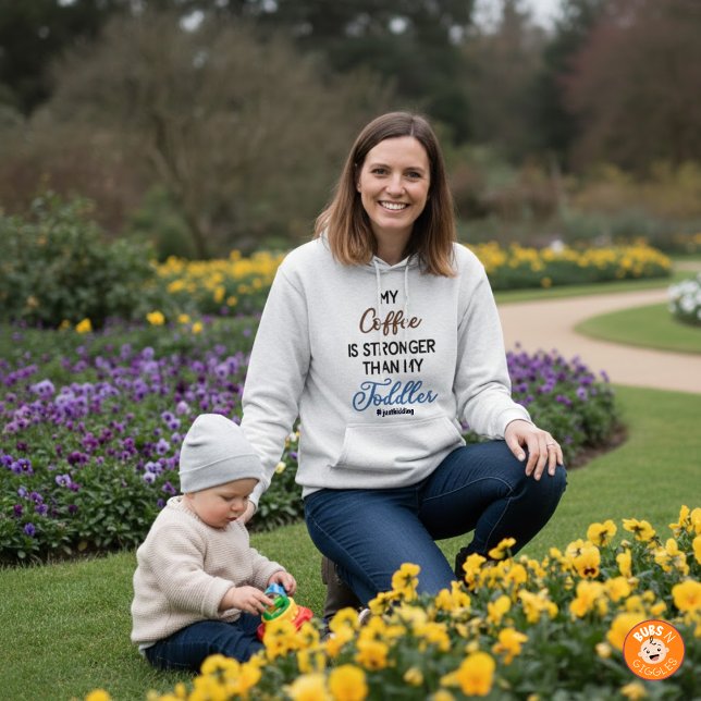 Pull À Capuche Drôle “Mon café est plus fort que mon tout-petit" (Créateur téléchargé)