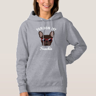 Pull À Capuche Drôle Pardon mon Français Brown Français Bulldog