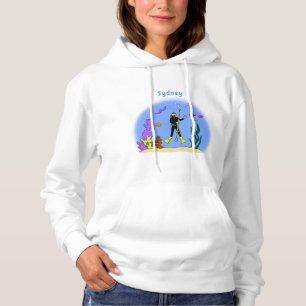 Pull À Capuche Drôle plongeur et poisson mer créatures dessin ani