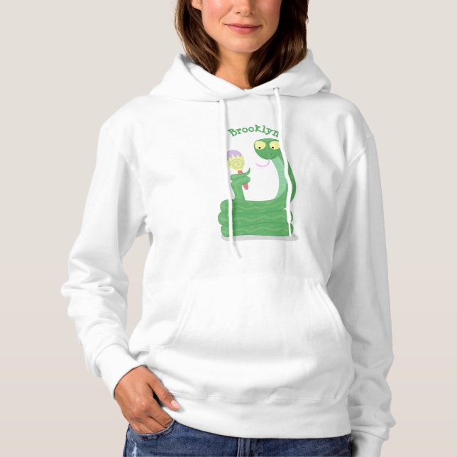 Pull À Capuche Drôle serpent vert avec caricature maraca (Devant)