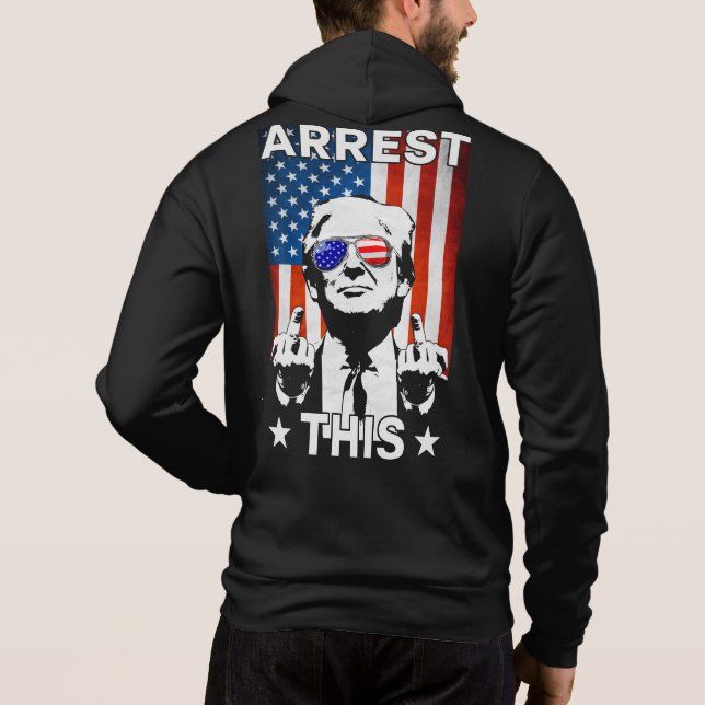 Pull À Capuche Drôle Trump arrête ce drapeau américain Trump 2024 (Dos)
