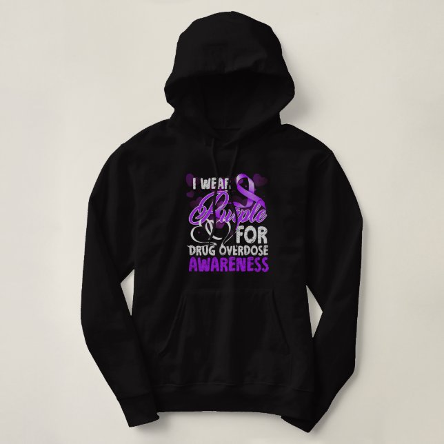 Pull À Capuche Drug Overdose Awareness I Wear Purple (Design devant)