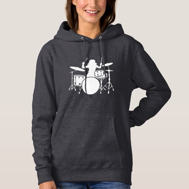 Pull À Capuche Drummer Girl | Drums Drummer Gift  (Devant)