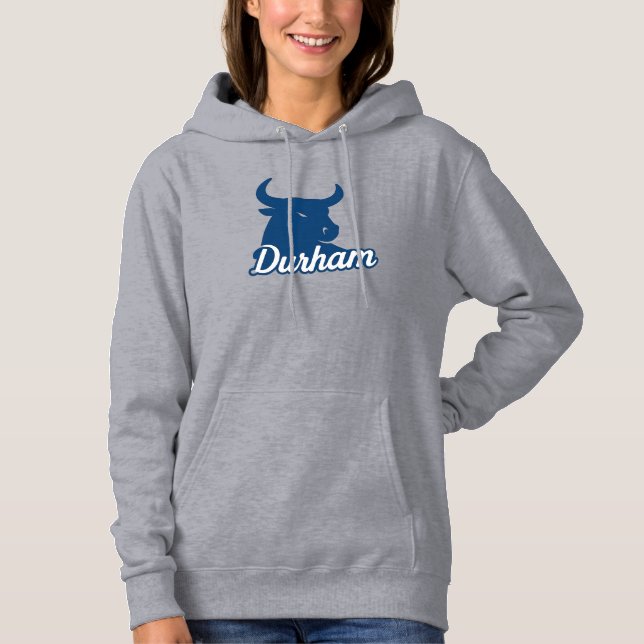 Pull À Capuche Durham Bull Head Logo - Bold Blue Script City (Devant)