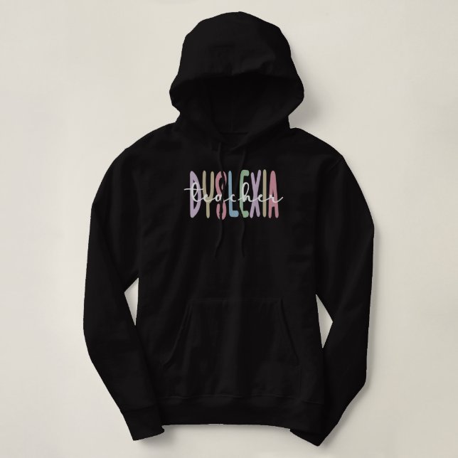Pull À Capuche Dyslexie Enseignant Dyslexique Thérapie Dyslexie E (Design devant)
