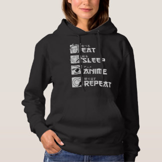 Pull À Capuche Eat Sleep Anime Repeat Shirt, Funny Japanese Manga