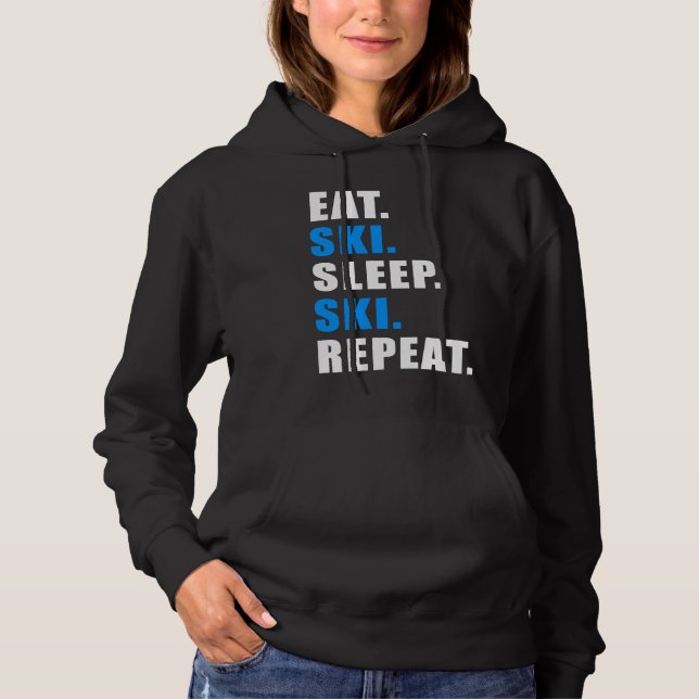 PULL À CAPUCHE EAT SLEEP SKI REPEAT SNOW ALPIN WINTER WOMEN MEN C (Devant)