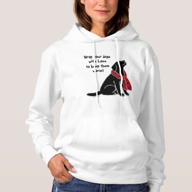 Pull À Capuche Écharpe tartan noir du Labrador (Devant)