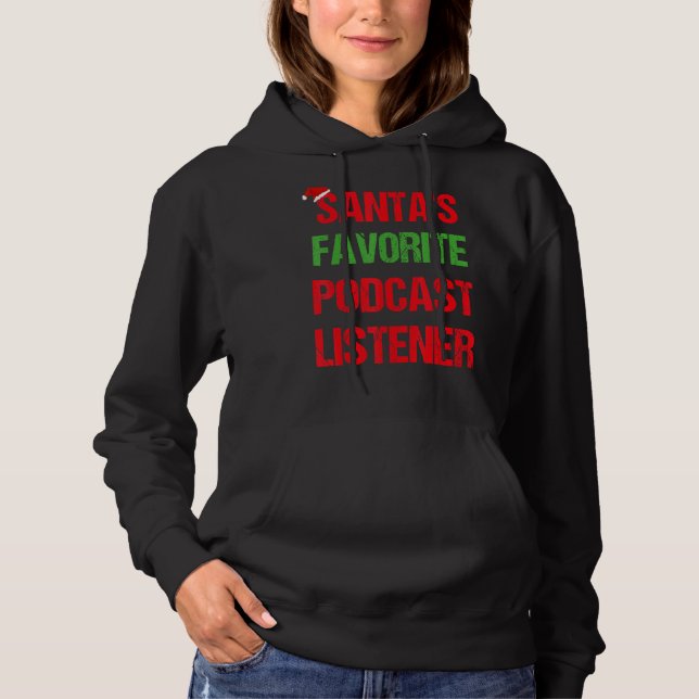 Pull À Capuche Écouteur de podcast Funny Pajama Noël (Devant)