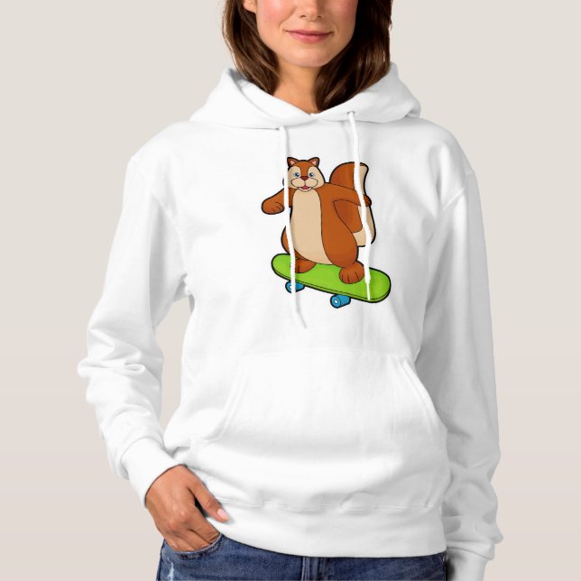 Pull À Capuche Écureuil comme patineur avec skateboard (Devant)