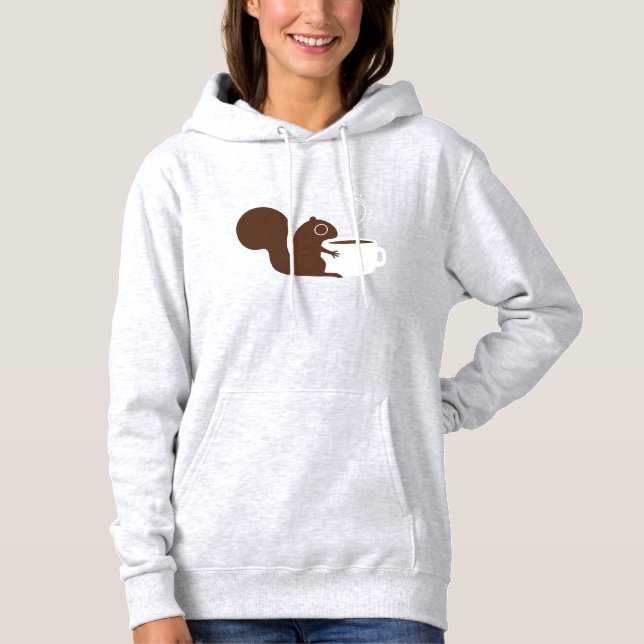 Pull À Capuche Écureuil mignon au café | Whimsical Animal Art (Devant)