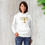 Pull À Capuche Église Menorah<br><div class="desc">Une menorah d'église en or avec beaucoup de bougies. Ce design semble vraiment efficace sur ce Sweat - shirt à capuche féminin</div>