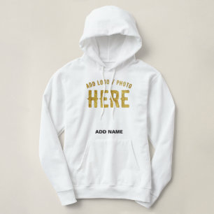 PULL À CAPUCHE ÉLÉGANT BLANC PERSONNALISABLE MODERNE MARQUE VÉRIF