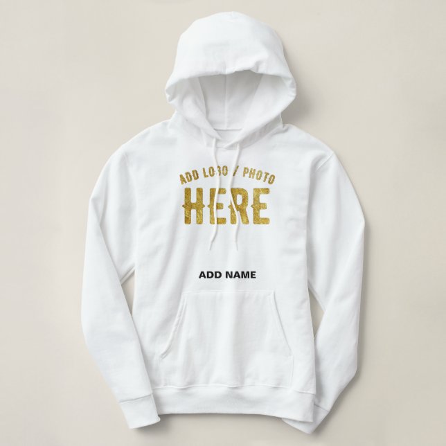 PULL À CAPUCHE ÉLÉGANT BLANC PERSONNALISABLE MODERNE MARQUE VÉRIF (Design devant)