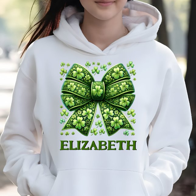 Pull À Capuche Elégant Retro Green Coquette St. Patrick's Day (Créateur téléchargé)