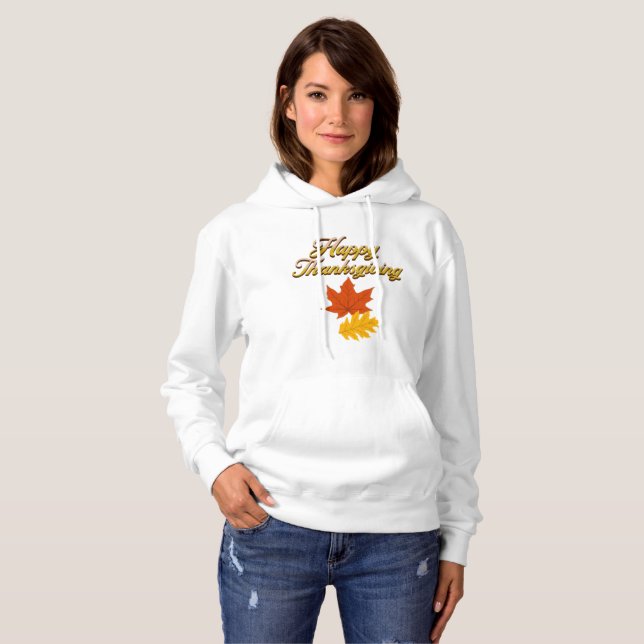 Pull À Capuche élégant vintage d'automne thanksgiving (Devant entier)