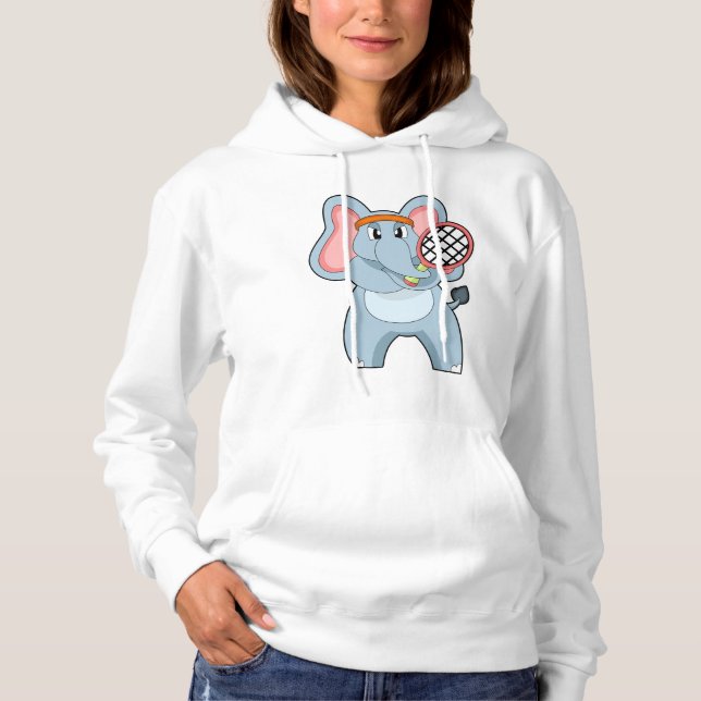 Pull À Capuche Elephant au Tennis avec raquette de tennis (Devant)