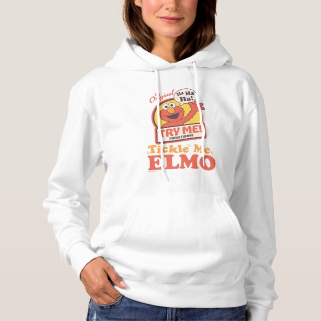 Pull À Capuche Elmo qui fait signe Graphisme Rétro Tickle Me (Devant)