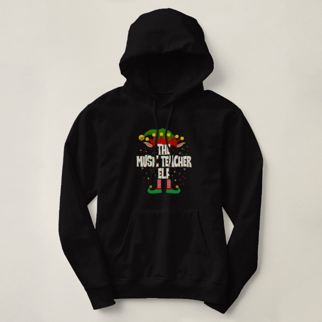 Pull À Capuche Elves Group L'Enseignant Musique Elf Christmas T-S (Design devant)