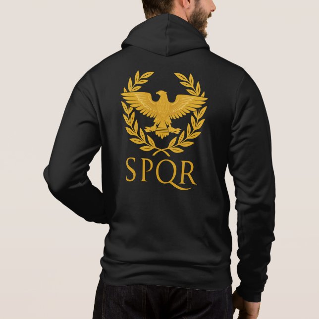 Pull À Capuche Emblème de l'aigle romain SPQR – Aigle doré et lau (Dos)