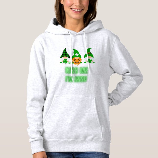 Pull À Capuche Embrassez-Moi Je Suis Irlandais Saint-Patrick Gnom (Devant)